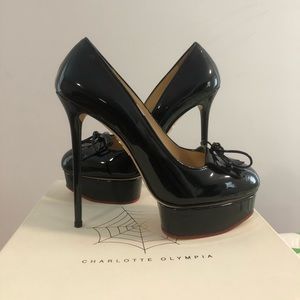 Charlotte Olympia Black Paten Marcel Heels